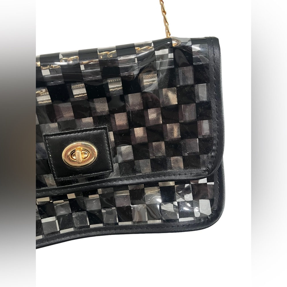 Crossbody Black Checkered Bag w/small interior bag included - Picture 7 of 9
